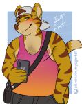  2019 absurd_res anthro blush chubby_male english_text gabe_(mytigertail) hi_res looking_at_viewer male mytigertail patreon patreon_link patreon_logo smarphone solo text 