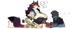  absurd_res anthro big_breasts breasts canid canine canis cloud_meadow ear_piercing ear_ring female goon_(goonie_san) goonie-san hi_res huge_breasts larger_female male mammal piercing size_difference smaller_male wolf 