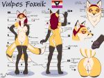  2021 3_tails 4:3 alternate_lesbian_pride_colors anthro butt canid canine clitoris dipstick_tail english_text ezo_red_fox facial_markings female fox fur genitals hair head_markings hi_res labrys_lesbian_pride_colors lesbian_pride_colors lgbt_pride mammal markings model_sheet multi_tail orange_eyes orange_lesbian_pride_colors pawpads presenting presenting_hindquarters pride_colors pupils pussy red_fox red_hair slit_pupils solo tail_markings text vulpes_foxnik yellow_body yellow_fur zerika_(artist) 