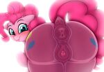  2021 absurd_res animal_genitalia animal_pussy blush butt clitoris cutie_mark digital_media_(artwork) dock earth_pony equid equine equine_pussy eyebrows eyelashes female feral friendship_is_magic genitals hasbro heavymetalbronyyeah hi_res horse looking_at_viewer looking_back mammal my_little_pony pinkie_pie_(mlp) pony pussy rear_view simple_background smile solo tongue tongue_out white_background 