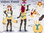  2021 3_tails 4:3 anthro bra canid canine clothing dipstick_tail english_text ezo_red_fox facial_markings female fox fur green_clothing green_underwear hair head_markings hi_res labrys_lesbian_pride_colors lesbian_pride_colors lgbt_pride mammal markings model_sheet multi_tail multiple_poses orange_eyes orange_lesbian_pride_colors panties pawpads pose pride_colors pupils red_fox red_hair slit_pupils solo tail_markings text underwear vulpes_foxnik yellow_body yellow_fur zerika_(artist) 