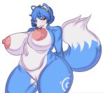  ameliemercedez anthro areola big_areola big_breasts blue_body blue_fur breasts canid canine curvy_figure female fur genitals huge_areola huge_breasts huge_thighs krystal mammal nintendo nude pussy simple_background solo star_fox thick_thighs video_games voluptuous white_background white_body white_fur wide_hips 