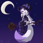  &lt;3 1:1 absurd_res anthro broom canid canine cleaning_tool clothing digitigrade fox fur gradient_background halloween hat headgear headwear heart_nose hi_res holidays legwear lilac_fur male mammal panties pawpads purple_eyes ren_winterfox_(artist) ren_winterfox_(character) signature simple_background solo thigh_highs underwear white_body white_fur witch_costume witch_hat 