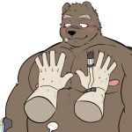  1:1 2021 anthro belly black_nose brown_body hi_res humanoid_hands kemono male mammal moobs nipples overweight overweight_male simple_background solo_focus ursid white_background whitebeast20 