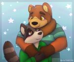  2016 anthro blush clothing duo embrace hug male mammal mytigertail procyonid raccoon signature smile ursid 