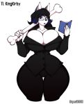  2018 absurd_res anthro artist_name big_breasts black_hair blue_eyes blue_hair blue_highlights bodysuit bone book breast_squish breasts brianna_(kingretrokirby) canid canine canis cleavage cleavage_overflow clothed clothing curvy_figure digital_media_(artwork) domestic_dog eyewear female fingers fur glasses grey_body grey_fur hair hi_res highlights_(coloring) hourglass_figure huge_breasts huge_hips husky lips looking_at_viewer mammal multicolored_body multicolored_fur multicolored_hair nordic_sled_dog simple_background skinsuit small_waist spitz squish standing superix thick_thighs tight_clothing two_tone_body two_tone_fur two_tone_hair white_background white_body white_fur wide_hips 