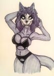  anthro bikini bikini_top bone bra breasts canid canine canis claws clothing female lingerie malo mammal marsh_(marshthemalo) scp-1471 scp-1471-a scp_foundation skull skull_head solo swimwear traditional_media_(artwork) underwear victordantes wolf 