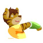  1:1 2018 alpha_channel anthro clothing felid gabe_(mytigertail) male mammal mytigertail open_mouth pantherine signature solo tiger 