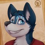 1:1 2018 anthro blue_eyes canid canine clothing fox male mammal mytigertail signature slo smile solo 