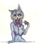  anthro bone breasts canid canine canis claws female humanoid lipstick makeup malo mammal marsh_(marshthemalo) scp-1471 scp-1471-a scp_foundation skull skull_head solo traditional_media_(artwork) victordantes wolf 