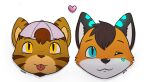  &lt;3 2016 alpha_channel blue_eyes canid canine clothing duo ear_piercing ear_ring english_text felid fox gabe_(mytigertail) hat headgear headwear male mammal mytigertail pantherine piercing smile text tiger tongue tongue_out 