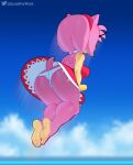  accessory amy_rose anthro barefoot breasts butt clothing cloud countershade_feet countershading dress eulipotyphlan feet female hair_accessory hairband hedgehog hi_res mammal motion_lines panties pink_body sega solo somescrub sonic_the_hedgehog_(series) underwear upskirt 