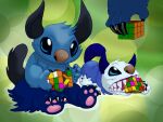  2013 3_toes 4:3 4_fingers alien bite black_claws black_tail blue_body blue_eyes blue_fur blue_tail bluewalker brown_nose claws dewott disney experiment_(lilo_and_stitch) fan_character feet fingers fur holding_object lilo_and_stitch nintendo notched_ear oshawott pawpads pink_pawpads pok&eacute;mon pok&eacute;mon_(species) rubik&#039;s_cube sharp_teeth sitting solo teeth toe_claws toes velink video_games 
