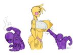  2020 animatronic anthro anthrofied areola avian beakless bib big_breasts bird black_sclera blush blush_stickers breast_punch breast_torture breasts chest_punch chest_torture chicken clothing curvaceous curvy_figure duo female five_nights_at_freddy&#039;s five_nights_at_freddy&#039;s_2 galliform gallus_(genus) huge_breasts human larger_female little_hareboy looking_at_viewer machine male mammal nipples non-mammal_breasts open_mouth panties phasianid punch purple_body robot simple_background size_difference smaller_male toy_chica_(fnaf) underwear video_games voluptuous white_eyes william_afton_(fnaf) yellow_body 