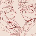  1:1 accessory annoyed another_eidos_of_dragon_vein_r anthro canid canine duo eyewear fuu_(anothereidos_r) glasses grin headband jewelry kangaroo low_res macropod male mammal marsupial necklace rai_(anothereidos_r) run_aki sketch smile smug 