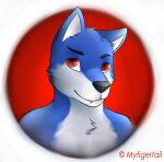  2014 anthro canid canine canis male mammal mytigertail red_eyes signature simple_background solo white_background wolf 