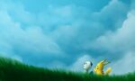  2014 ambiguous_gender cloud duo grass hi_res mytigertail nintendo oshawott outside pikachu plant pok&eacute;mon pok&eacute;mon_(species) signature sky video_games 