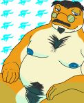  anthro beard body_hair chest_hair elder eric_everyotherheart eyewear facial_hair glasses grippy_toad hairy hi_res looking_at_viewer male mustache nintendo overweight overweight_male pubes slightly_chubby slit solo star_fox toad_(disambiguation) video_games 