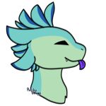  1:1 alpha_channel anthro avali avali_(original) blep blue_body blue_feathers eyes_closed feathered_crest feathered_wings feathers female green_body head_crest luvashi rockydrago tongue tongue_out wings 