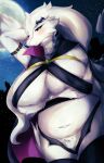  absurd_res anthro anthrofied big_breasts black_sclera blue_eyes blush breasts clothed clothing female fur hand_behind_head hi_res huge_breasts kyuukon legendary_pok&eacute;mon legwear nintendo overweight overweight_anthro overweight_female pok&eacute;mon pok&eacute;mon_(species) pok&eacute;morph pubes reshiram skimpy solo standing thigh_highs video_games white_body white_fur 