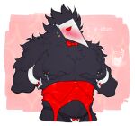  anthro big_pecs black_body black_feathers blush bodily_fluids bow_tie butler clothed clothing corset cuffs_(clothing) deltarune embarrassed feathers flustered lactating lingerie male male_lactation milk nipple_piercing nipples pecs piercing simple_background solo swatchling theslowesthnery topless topless_male topwear undertale_(series) video_games 