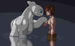  bathing bestiality blue_eyes brown_hair dragon dreamworks duo female feral green_eyes hair hiccup_(httyd) holding_arm how_to_train_your_dragon human human_on_feral interspecies larger_female light_fury male mammal nubless romantic scales size_difference smaller_male theshamelessfreak water white_scales 