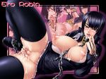 1girl black_hair breasts clitoris huge_breasts kagami kagami_hirotaka nico_robin nipples one_piece pussy pussy_juice solo sweat thighhighs uncensored 