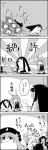  4koma animal_ears bunny_ears comic commentary_request crescent cup_ramen fighting fighting_game food greyscale hat highres holding holding_food houraisan_kaguya jacket junko_(touhou) kneeling long_hair long_sleeves looking_at_viewer lying monochrome motion_blur necktie on_side pom_pom_(clothes) reisen_udongein_inaba shirt skirt smile steam tani_takeshi touhou translation_request unconscious upside-down very_long_hair victory_pose yukkuri_shiteitte_ne |_| 