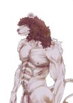 anthro butt felid fur genitals hair hi_res lion looking_at_viewer male mammal muscular nipples nude pantherine penis puffy simple_background solo 