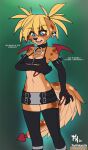  2021 5_fingers anthro australian_shepherd bare_shoulders belt belt_buckle black_nose blonde_hair blue_eyes blush boots bottomwear breasts brown_body brown_fur canid canine canis chest_tuft cleavage clothed clothing collar conditional_dnp cosplay dialogue digital_media_(artwork) disgaea domestic_dog ear_piercing english_text etna_(disgaea) fangs female fingers fluff-kevlar footwear fur gloves hair halloween handwear herding_dog holidays humanoid_hands legwear looking_at_self looking_down looking_down_at_self mammal miniskirt multicolored_body multicolored_fur o-ring_collar pastoral_dog piercing sheepdog signature skimpy skirt skull_earrings small_breasts solo spots spotted_body spotted_fur standing tan_body tan_fur teeth text thigh_boots thigh_highs tongue tuft under_boob video_games wings zofie 