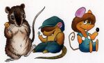  2009 anthro biped bottomwear brown_body cheese chibi clothing dairy_products feral food gamba_no_bouken gamba_no_bouken_(series) hat headgear headwear ikasama kinakayutan male mammal mouse murid murine pants rodent sitting solo suspenders the_adventurers:_gamba_and_his_fifteen_companions 