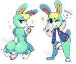  animal_crossing anthro balls blush butt cannibal-prince digital_media_(artwork) genitals girly hi_res lagomorph leporid male mammal nintendo one_eye_closed penis penis_backwards phone rabbit sasha_(animal_crossing) selfie shaded solo video_games wink 