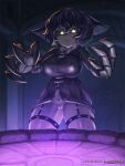  3:4 armor big_breasts big_ears breasts censored cleavage clothed clothing crossgender female gauntlets genitals gloves goth handwear humanoid league_of_legends mayhem_(artist) nipple_outline pussy riot_games short_stack solo thick_thighs veigar video_games wide_hips womb_tattoo yordle 