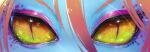  animal_humanoid bangs blue_body blue_skin detailed_eyes eye_shot female fish fish_humanoid hair hi_res humanoid looking_at_viewer marine marine_humanoid pipitasout pupils red_hair slit_pupils solo undertale_(series) undyne yellow_sclera 