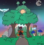 absurd_res anthro calamity_mod canid canine canis fire forest hi_res ike_(theflaminglite) male mammal mountain planet plant solo spread_wings sunrise terraria theflaminglite tree wings wolf 