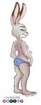  2021 anthro barefoot cephalofille clothed clothing disney feet female fur grey_body grey_fur hi_res judy_hopps lagomorph leporid mammal panties panties_only plantigrade rabbit solo toes topless underwear underwear_only zootopia 