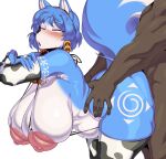  2021 5_fingers abdominal_bulge absurd_res accessory ambiguous_penetration animal_print anthro anthro_penetrated areola armwear bent_over big_breasts big_butt blue_body blue_fur blue_hair blush breasts butt canid canine cervina7_(artist) clothed clothing cow_print curvy_figure dark_body dark_skin duo ear_piercing eye_roll faceless_character faceless_human faceless_male female female_penetrated fingers fox from_behind_position fur hair hair_accessory hairband half-closed_eyes hi_res huge_breasts huge_butt human human_on_anthro human_penetrating human_penetrating_anthro ineffective_clothing interspecies krystal legwear looking_pleasured male male/female male_penetrating male_penetrating_female mammal markings muscular muscular_human muscular_male narrowed_eyes nintendo nipples open_mouth penetration penile penile_penetration piercing sex simple_background squish star_fox stockings thick_thighs thigh_highs thigh_squish tribal tribal_markings tuft video_games voluptuous white_background white_body white_fur wide_hips 