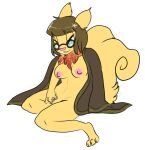  anonymous_artist anthro brown_hair clothed clothing eyewear female fur genitals glasses hair jumpstart_games masturbation neopet_(species) neopets partially_clothed pussy solo usul_(neopets) video_games yellow_body yellow_fur 