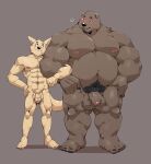  2021 absurd_res anthro balls belly black_nose blush canid canine canis domestic_dog duo embrace flaccid genitals hi_res hug humanoid_genitalia humanoid_hands humanoid_penis jumperbear kemono male male/male mammal moobs muscular muscular_male nipples overweight overweight_male penis simple_background ursid 