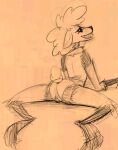  animatronic anthro black_sclera bovid caprine fangs female genitals machine mammal pussy robot sha_(twf) sheep smile solo soulcentinel spread_legs spreading the_walten_files 