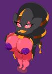  areola big_breasts breasts clothed clothing digital_media_(artwork) female half-closed_eyes hi_res humanoid looking_at_viewer mega_banette mega_evolution mostly_nude narrowed_eyes naughty_face nintendo nipples not_furry nr_ac pok&eacute;mon pok&eacute;mon_(species) purple_nipples short_stack simple_background smile solo thick_thighs video_games zipper 