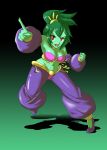  breasts clothing female footwear gradient_background green_body green_hair hair hi_res humanoid midriff navel open_mouth red_eyes rottytops shantae_(series) shoes simple_background solo sonicboom30813 undead video_games wayforward zombie 