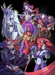  black_background blue_eyes bone clothing empress_siren female genie glowing glowing_eyes group hair hi_res human humanoid humanoid_pointy_ears long_hair machine male mammal melee_weapon midriff navel nega_shantae pirate_master_(shantae) purple_body purple_hair red_eyes red_hair risky_boots shantae shantae_(series) simple_background siren skeleton sonicboom30813 sword topwear tube_top video_games wayforward weapon white_body white_hair yellow_eyes 