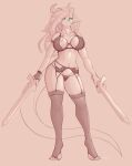  accessory anthro barefoot big_breasts blue_eyes breasts clothing conditional_dnp dragon ear_piercing eye_through_hair eyewear feet female garter_straps glasses hair hair_accessory hair_over_eye hi_res leggings legwear lingerie long_hair melee_weapon monochrome one_eye_obstructed piercing simple_background solo sword translucent translucent_hair weapon wyntersun yahime_(character) 