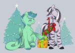  absurd_res ashley-arctic-fox christmas christmas_lights christmas_tree equid equine eyes_closed fan_character feathered_wings feathers gift green_body grey_body hasbro hi_res holidays hooves mammal my_little_pony plant ribbons ruzeth stripes tatzlpony tree wings zebra zuthal 