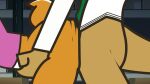  16:9 aggressive_retsuko antelope anthro anthro_on_anthro big_butt bovid butt butt_squish canaryprimary chief_komiya clothed clothing detailed_background duo female fluffy fluffy_tail gazelle hand_on_hip herpestid hi_res male male/female mammal meerkat pants_down partially_clothed penetration sanrio sex squish thrusting tsunoda widescreen 