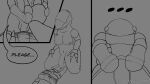  16:9 3_fingers 4k absurd_res armor barotrauma big_penis boxer_briefs breasts clothing comic diving_suit fingers foreskin gankgoat genitals gynomorph headgear helmet hi_res intersex monochrome monster mudraptor penis size_difference underwear widescreen 