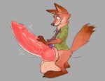  animal_genitalia animal_penis anthro balls big_penis bottomless canid canine canine_penis clothed clothing disney erection fox genitals huge_penis hyper hyper_genitalia hyper_penis knot male mammal necktie nick_wilde penis shirt solo topwear vexyvoo zootopia 