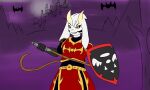  5:3 anthro armor asriel_dreemurr_(god_form) blackpatapon bovid caprine castlevania_ii:_simon&#039;s_quest goat male mammal shield simple_background solo undertale undertale_(series) video_games 