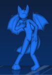  anthro canid canine canis dragon featureless_crotch featureless_face hi_res male mammal naughtycatnick plantigrade solo standing wings wolf zentai zentai_suit 
